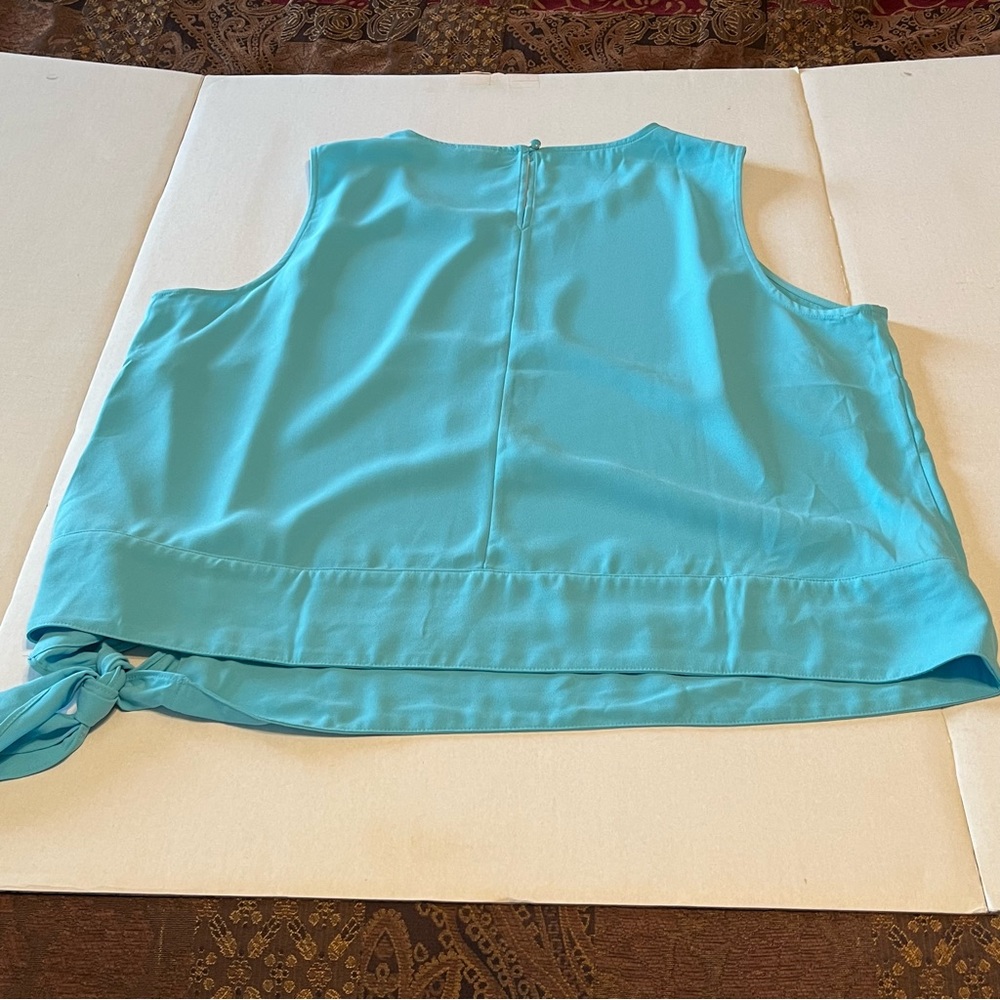 Talbots‎ Plus Womens Size 18W Blue Sleeveless Blouse Tank Top Shell Waist Tie - Picture 8 of 9
